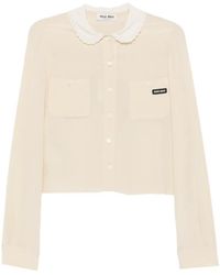 Miu Miu - Scalloped-Collar Logo-Patch Shirt - Lyst