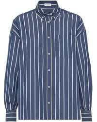 Brunello Cucinelli - Striped Poplin Shirt - Lyst