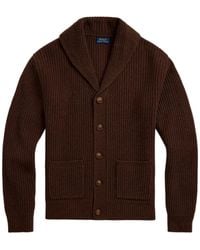 Polo Ralph Lauren - Shawl-collar ribbed cardigan - Lyst
