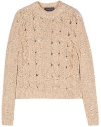 Lorena Antoniazzi - Sequin-embellished Cable-knit Jumper - Lyst