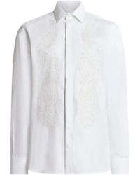 Etro - Floral Paisley Embroidery Cotton Shirt - Lyst