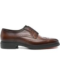 Santoni - Brogue-Detail Leather Derby Shoes - Lyst