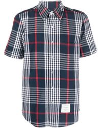 Thom Browne - Plaid-check Short-sleeve Shirt - Lyst