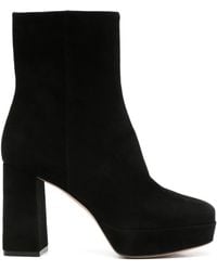 Gianvito Rossi - 70Mm Holly Platform Block-Heel Suede Boots - Lyst