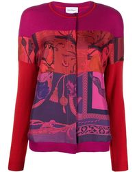 Ferragamo - Heritage-Print Panelled Cardigan - Lyst