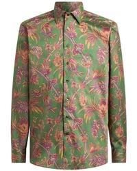 Etro - Camisa En Satén De Algodón Con Motivo Floral Paisley - Lyst