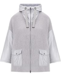 Herno - Ribbed-Knit Panelled Cardigan - Lyst