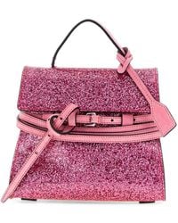Moschino - Mini Tie Me Glitter-Finish Tote Bag - Lyst