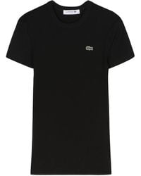 Lacoste - T-Shirt Mit Logo-Applikation - Lyst