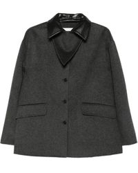 Nanushka - Chaqueta de lana con cuello en contraste - Lyst