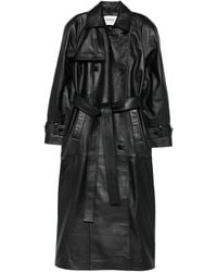 DUCIE - Corrin Buttoned Belted Leather Trench - Lyst