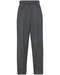 Brunello Cucinelli - Wool Baggy Sartorial Trousers - Lyst