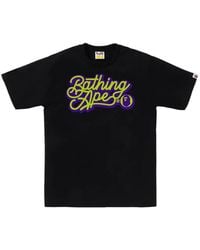 A Bathing Ape - Script Logo-Print T-Shirt - Lyst