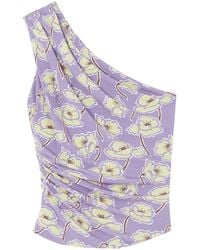 Versace - Top Poppies fruncido con diseño de una manga - Lyst