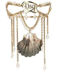 DSquared² - Shell-Pendant Pearl-Embellished Necklace - Lyst