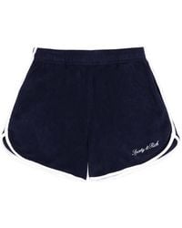 Sporty & Rich - Signature Logo-Embroidered Cotton Shorts - Lyst
