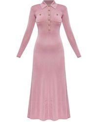 Self-Portrait - Polo-Neck Button-Front Dress - Lyst