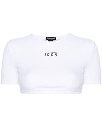 DSquared² - Cropped T-shirt With Logo, - Lyst