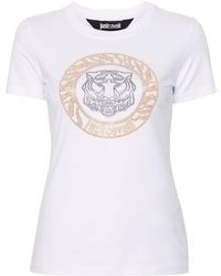 Just Cavalli - T-Shirt mit Tigerkopf und Nieten - Lyst