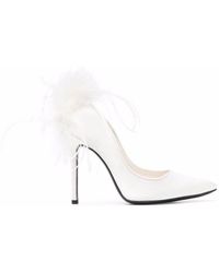 Styland Feather-detail Pointed Pumps - White