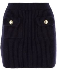 Miu Miu - Ribgebreide Wollen Mini-Rok - Lyst