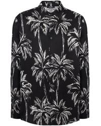 Balmain - Camicia in raso con stampa palmier - Lyst