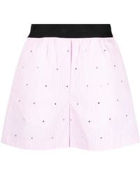 MSGM - Pantalones Cortos Con Apliques De Strass - Lyst