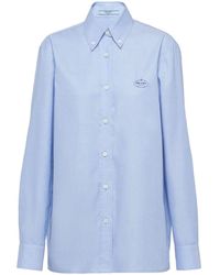 Prada - Ricamo Brand-embroidered Regular-fit Cotton Oxford Shirt - Lyst