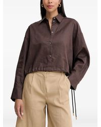 Pinko - Drawstring-Hem Cropped Linen Shirt - Lyst