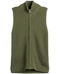 MM6 by Maison Margiela - Ribbed-Knit Sleeveless Zip-Up Cardigan - Lyst