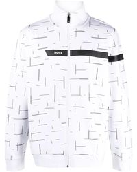 BOSS - Logo-Print Zip-Up Sweatshirt - Lyst