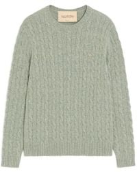 Valentino Garavani - Cable-Knit Wool Sweater With Vlogo - Lyst