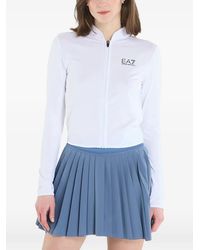 EA7 - Logo-Print Zip-Up Sweatshirt - Lyst