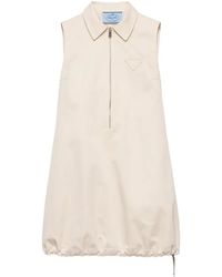 Prada - Half-Zip Drawstring-Hem Mini Dress - Lyst