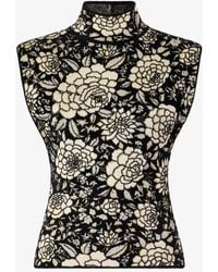 Roberto Cavalli - Floral-Motif High-Neck Top - Lyst