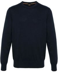 BOSS - Logo-Embroidered Ribbed Jumper - Lyst