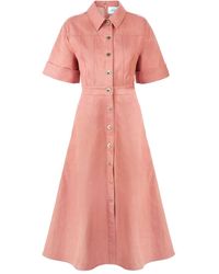 Carolina Herrera - Denim Button-Front Midi Dress - Lyst