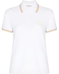 Moncler Polo à détails pailletés - Blanc