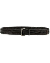 Brunello Cucinelli - Stretch Braided Leather Belt With Shiny Loop - Lyst