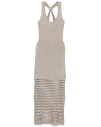SIMONA CORSELLINI - Metallic Open-Knit Dress - Lyst