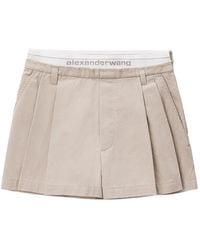 Alexander Wang - Logo-Waistband Pleated Mini Shorts - Lyst