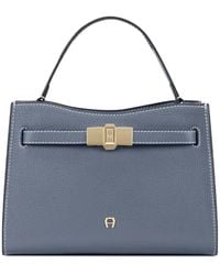 Aigner - Small Farah Logo-Plaque Grained-Leather Tote Bag - Lyst
