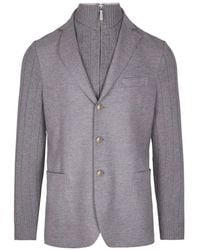 Eleventy - Giacca Con Bavaglio Grigia - Lyst