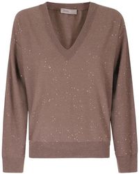 Herno - Sequin-Embellished V-Neck Sweater - Lyst