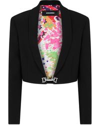 DSquared² - Logo-Plaque Cropped Blazer - Lyst