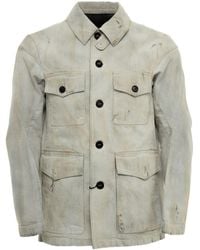 DEVOA - Chaqueta vaquera con efecto descolorido - Lyst