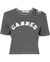 B+ AB - Striped Cut-out Detail T-shirt - Lyst