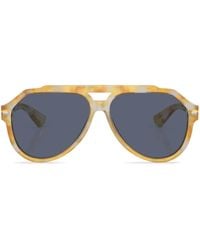 Dolce & Gabbana - Graphic-Print Round-Frame Sunglasses - Lyst