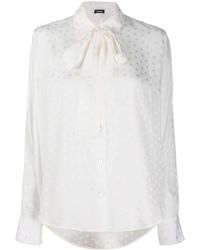 P.A.R.O.S.H. Blusa con motivo de estrellas y lazo en el cuello - Blanco