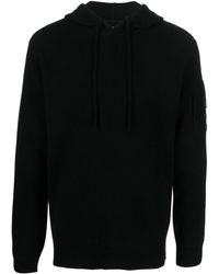 C.P. Company - Lens-detail Knitted Wool-blend Hoodie - Lyst